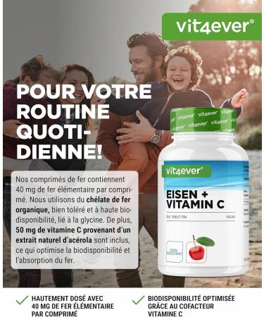 Iron - 365 tablets with 40 mg of pure iron + natural vitamin C - Premium raw material: iron bisglycinate - Buy Online on GoSupps.com