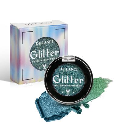 DE'LANCI Teal Eyeshadow  Highly Pigmented Multichrome Eye Shadow Palette with Teal Shift Gold  Waterproof Glitter Eyeshadow for Blue Green Eyes  Metallic Shade Eye Makeup Sparkle Eyeshadow No Fall Off Teal Mermaid 5D
