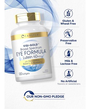Carlyle Eye Health Supplement | 120 Softgels | with Lutein 40mg Zeaxanthin Bilberry and Blueberry | Broad Spectrum Eye Support Vitamins | Non-GMO Gluten Free Formula - Buy Online on GoSupps.com