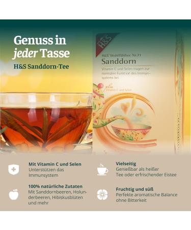  H & S H&S Sea Buckthorn Tea with Vitamin C and Selenium 20 x 2.5g - Buy Online on GoSupps.com