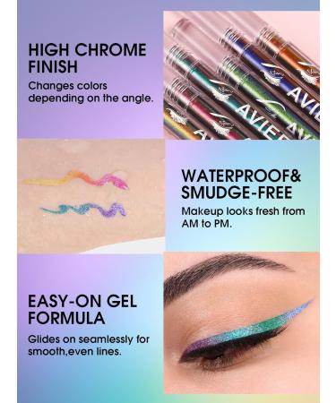 Easilydays Shimmer Liquid Eyeliner Pencil Chameleon Blue Purple Gold Colored Satin Eye Liner Metallic Multi-Reflective Finish Eyeliners Waterproof Smudge-proof Longwearing Ultra-Fine Tip Eyeliner Pen (#05) - Buy Online on GoSupps.com