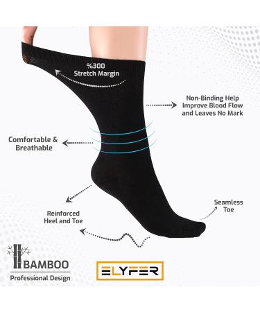 ELYFER Soft Bamboo Diabetic Crew Socks for Women - Non-Binding Seamless Toe, Wide Fit, Thin Dress Socks - 4 Pack Beige (9-12) | Available in 4, 8, 12, 24 Pairs - Buy Online on GoSupps.com