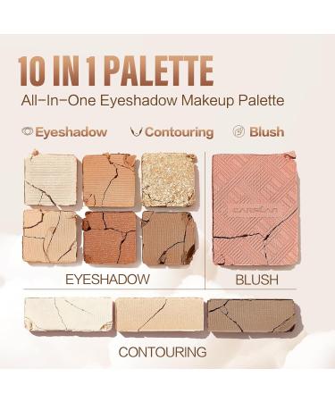 10 in 1 Color Eyeshadow Palette - Matte Shimmer & Glitter - Neutral Nudes & Pink Makeup with Mirror - 01 Coffee - Buy Online on GoSupps.com