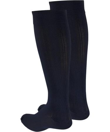 Truform Compression Socks 15-20 mmHg Women's Dress Knee High Socks - Navy Rib Knit Medium (Pack of 2) - Buy Online on GoSupps.com