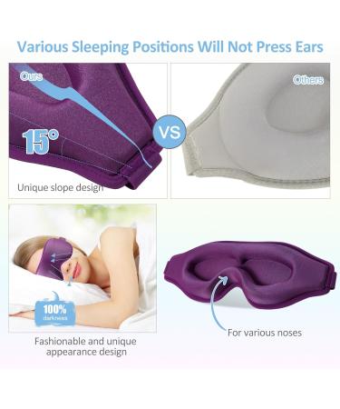 Buy 3D Comfort Sleep Mask for Men & Women - Adjustable Lightweight Eye Mask with Earplugs - Perfect Travel Accessory in Purple - Buy Online on GoSupps.com