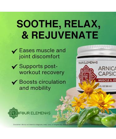 Four Elements 4E Arnica Capsicum Muscle and Joint Cream - Organic Herbal - 2 OZ - Buy Online on GoSupps.com