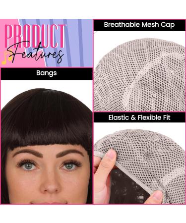Short Bob Wigs for Women - 12 Inch Short Hair Wigs for Women - Ladies Wigs with Fringe Fancy Dress Wigs - Fancy Dress Accessories for Cosplay Costumes for Women or Womens Halloween Costume Accessories Brown - Buy Online on GoSupps.com