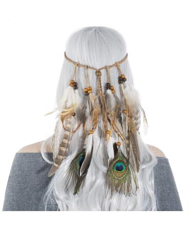 Buy Indian Headband | Czemo Boho Feather & Tassel Hairband for Women Hippie Peacock Style - Buy Online on GoSupps.com