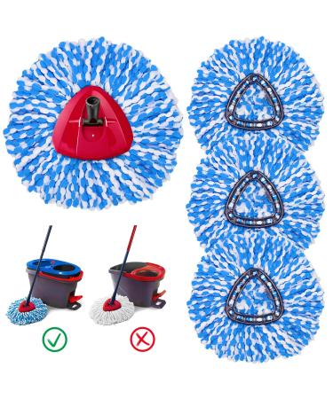 4 Pack Ocedar Spin Mop Refills with 1 Mop Base- Microfiber Spin Mop Replacement Head Compatible with EasyWring RinseClean 2 Tank Bucket System, Easy Cleaning Mop Head Replacement 4 Count with 1 Base (Pack of 1)
