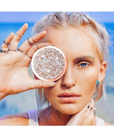 6-Piece Diamond Magnifying Compact Cosmetic Mirror Set - Clear Rose Gold, 2.75 Inch, 1X/2X Magnification - Perfect for Travel, Bridesmaid Gift - Buy Online on GoSupps.com