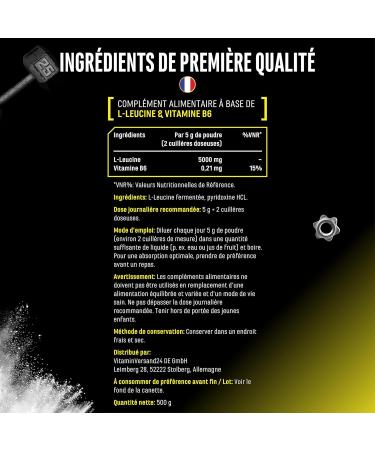 Leucine - 500 g de poudre - Haute puret - Mati re premi re de premi re qualit : L-leucine naturelle ferment e - Acide amin - Sans additifs ind sirables v g talien - Buy Online on GoSupps.com