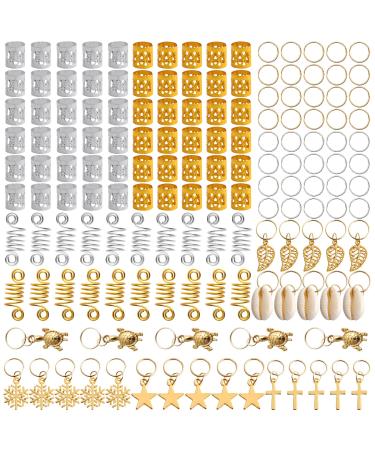 Vegcoo 150 pieces Dreadlocks hair accessories set hair pearls for clips set braids hair pearls hair rings for braids braids jewelry gold and silver festival hair accessories for men and women