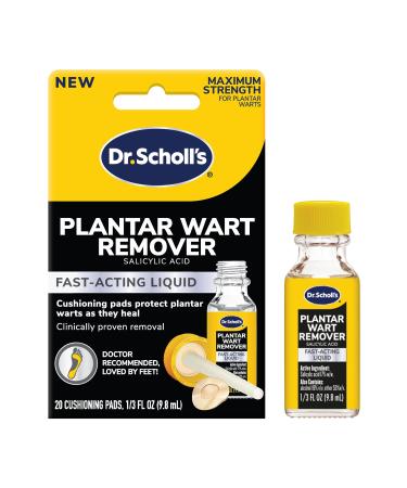 Dr. Scholl's Liquid Plantar WART Remover // 1/3 Fl Oz Clinically Proven Fast-Acting Maximum Strength for Plantar Warts 20 Treatments Medication