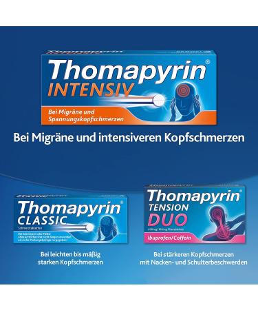 Thomapyrin INTENSIV Tablets - Relief for Intense Headaches & Migraines - 20 Pieces - 3x Power for Fast Action - Buy Online on GoSupps.com