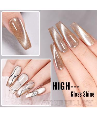 YOKE FELLOW Champagne Gold Cat Eye Gel Nail Polish 10ML - 9D Cateye UV Gel Polish for Salon Manicure or DIY - Buy Online on GoSupps.com