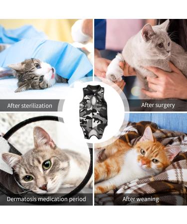 heavenlife Cat Camouflage Recovery Suit Pet Surgery Suit Pet Physiological Clothes Cat Onesie Anti Licking Vest Shirt Cone E-Collar Alternative Bodysuit for Abdominal Wounds Skin Diseases (L) - Buy Online on GoSupps.com