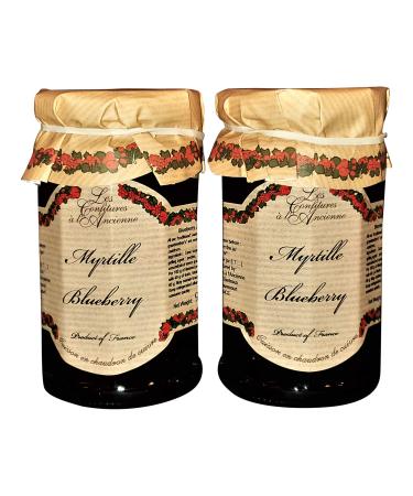 Les Confitures  la Ancienne Set of 2 Jars, Myrtille Sauvage (Wild Blueberry) French Preserves, 9.5 oz Each
