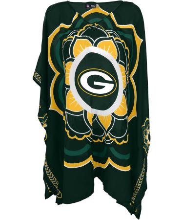 Green Bay Packers Sheer Caftan with Flower Design - Women's NFL Team Color - Buy Online on GoSupps.com