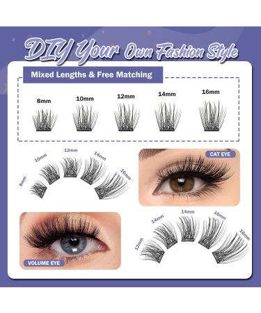 Self Adhesive Eyelashes - 156 PCS No Glue Needed Dual-Row 10-16mm Mixed Volume Cluster Lashes - Super Sticky Reusable False Eyelash Set - Buy Online on GoSupps.com