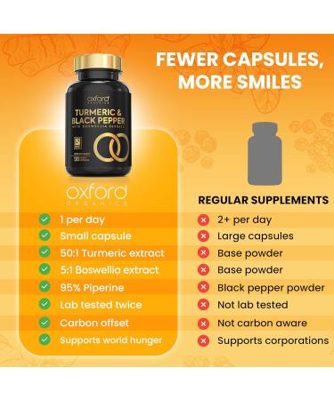 High Strength Turmeric Capsules 3000mg with Boswellia & Black Pepper | 4 Month Supply | UK Made Joint Care Supplements - Buy Online on GoSupps.com