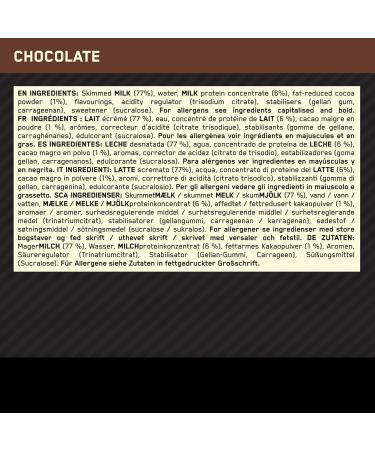 Optimum Nutrition High Protein Shake - Low Fat No Added Sugar Chocolate - 10x500ml Post Workout Snack for Men & Women - Buy Online on GoSupps.com