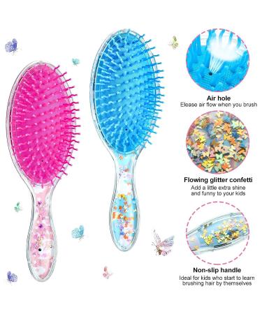Kids Wet Hair Brush Set - 2 Confetti Glitter Detanglers for Girls | Soft Bristles Massage Brush | Ideal Christmas Holiday Gift (Bunny and Unicorn) - Buy Online on GoSupps.com