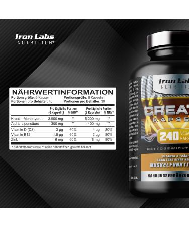 Buy Vegan Creatine Monohydrate Capsules - 240 Count with ALA - 4.206mg Per Portion - International Shipping - Buy Online on GoSupps.com