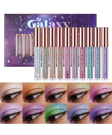 10 Colors Glitter Pearl Liquid Eyeshadow Set - Waterproof Metallic Shimmer Eye Pigment for Stunning Smokey Looks | Quick-Drying & Smudge-Proof - Buy Online on GoSupps.com