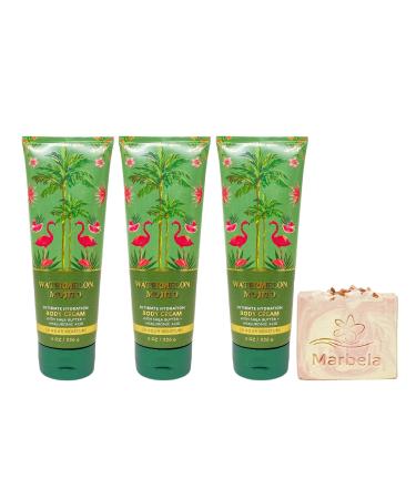 Bath & Body Works Watermelon Mojito 3 Pack Body Cream Set with a Himalayan Salts Springs Bar Soap - Full Size