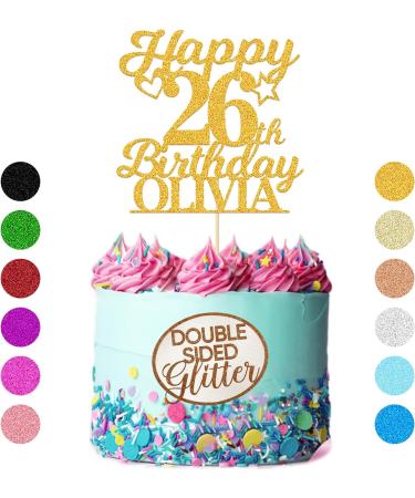 Personalised Happy Birthday Cake Topper Birthday Cake Toppers Gifts for Women Men Custom Glitter Cake Topper with Any Name & Age for 18th 21st 30th 40th 50th 60th Cake Decorations(Gold) - Buy Online on GoSupps.com