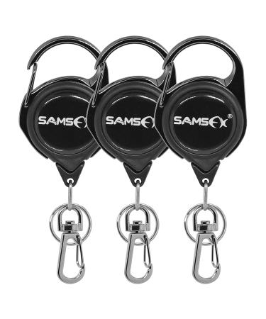 SAMSFX Fly Fishing Zinger Retractor for Anglers Vest Pack Tool Gear Assortment Combo 3pcs in Pack Carabiner Retractors, 24