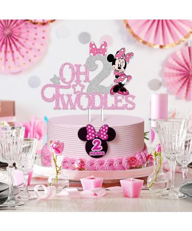 Mouse Oh Twodles Cake Topper for Girls Pink Glitter Mouse Second 2nd Birthday Cake Topper with Pink Bows for Girls Birthday Party Decorations Supplies(Double-sided) Silver&pink (Silver&pink) - Buy Online on GoSupps.com