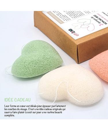 effiLAB | Set of 3 Organic Heart Shaped Konjac sponges in 3 Colours | Set of 3 Hearts sponges | Natural Vegetable Sponge Gentle Cleaning Love - Buy Online on GoSupps.com