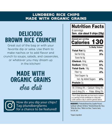 Lundberg Rice Chips Sea Salt 6 oz (Pack of 12) Gluten-Free Vegan Organic Grains - Buy Online on GoSupps.com