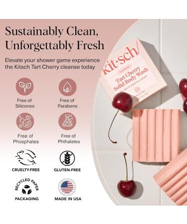 Kitsch Cleansing Tart Cherry Soap Bar with Refreshing Scent - Eco-Friendly Body Wash Women Love - Cherry Solid Bar Soap for Daily Use - Silicone Sulfate and Paraben Free Made in USA - 4oz - Buy Online on GoSupps.com