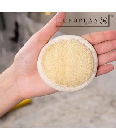 European M6 Premium Facial Loofah Pads - 4 Pack Natural Exfoliator Sponges for Clean & Vibrant Skin - Buy Online on GoSupps.com