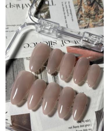 Handmade Press On Nails Short MouyouGlow Almond Pink Nude Natural Natural Solid Resuable Fake Nails with Self-Adhesive Handmade Artificial Fingernails 10 Pieces (#09-M) - Buy Online on GoSupps.com