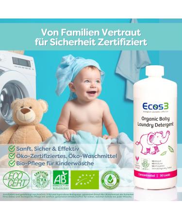 Buy Organic Detergent - Ecocert Certified Eco-Friendly Perfume-Free Vegan & Hypoallergenic for Baby Clothing - 30 Loads - Buy Online on GoSupps.com
