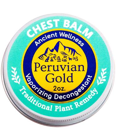 Peruvian Gold Chest Rub Balm Aromatic vaporizing Balm formulated to Soothe colds Cough and Allergies. Made with Fast-Acting Eucalyptus and Pine to facilitate deep and Clear Breathing.