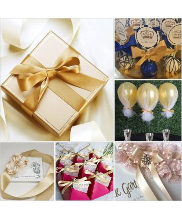 Gold Satin Ribbon 1 x 25 Yards - Ideal for Gift Wrapping, Crafts, Hair Bows, Weddings & More - Buy Online on GoSupps.com