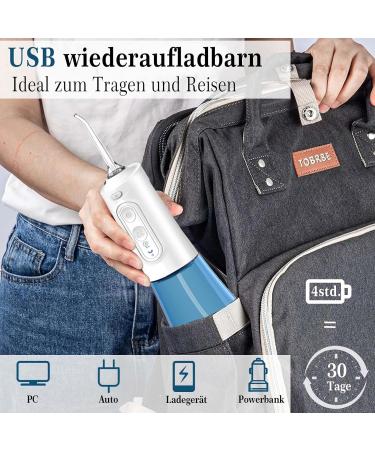 Surfou Wireless Oral Shower - 300ml 6 Water Pressures 7 Nozzles | Travel Water Flosser IPX7 Waterproof USB Rechargeable - Buy Online on GoSupps.com