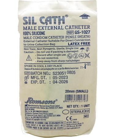 25-Units Silicone Urinal Bag Male External Catheter Single use with Adhesive Strip (Small 20 mm 0.8 Inches) - Buy Online on GoSupps.com