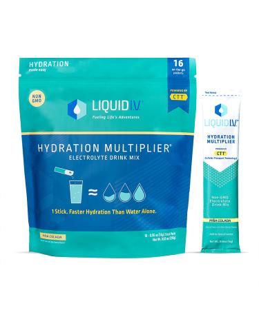Liquid I.V. Hydration Multiplier - Pina Colada - Hydration Powder Packets | Electrolyte Drink Mix | Easy Open Single-Serving Stick | Non-GMO | 16 Sticks