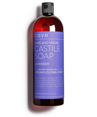 Cove Castile Soap Lavender - 1 Liter / 33.8 fl oz - Organic Argan  Jojoba  and Hemp Oils Lavender 33.81 Fl Oz (Pack of 1)