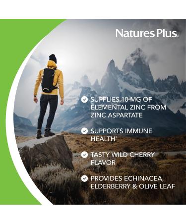 NaturesPlus Herbal Actives ImmunActin 60 Zinc Lozenges (Pack of 2) - Wild Cherry Flavor - Supports Immune Health - Echinacea, Elderberry, Olive Leaf - Gluten Free - 120 Servings - Buy Online on GoSupps.com