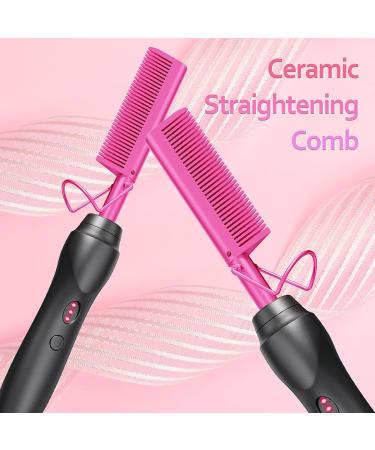 Hot Comb Hair Straightener - Ceramic Electric Hair Straightening Comb for Natural Black Hair & Wigs - Perfect Holiday Gift - 001Pink - Buy Online on GoSupps.com