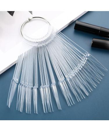 Beaupretty Stiletto Nail Sticks - 100pcs Fan-shaped Nail Display Tips with Metal Ring (Transparent) - Buy Online on GoSupps.com