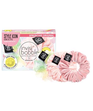 Invisibobble Hair tie Set Retro Dreamin 'Scrunchie Pastel I 3x Hair Gums pink and colorful for girls & women I Scrunchies pink I designed in the heart of Munich Rosa & Bunt