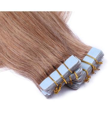Tape In Hair Extensions #12 Light Brown 40cm - 100% Remy Human Hair 40 Bricks (2.5g Each) - Adhesive Tresse by Novon - Buy Online on GoSupps.com