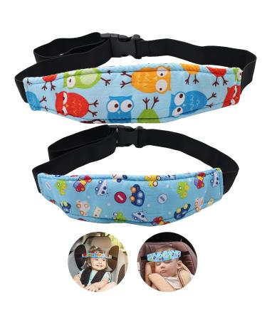 Abnaok 2pcs head holder child seat headband child seat with buckle adjustable child seat head holder sleeping car seat headrest (blue)